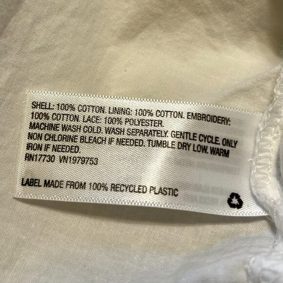 WHITE COTTON EYELET SMOCK DRESS, MED - Picture 6 of 8